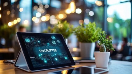 Poster - Exploring advanced encryption concepts in a tech startup office environment
