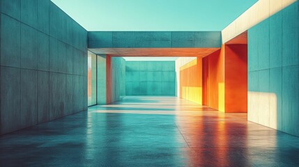 Poster - Exploring modern concrete and glass architecture the play of geometric shadows in urban design
