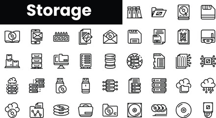 Fototapete - Set of outline storage icons