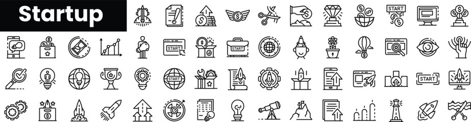 Fototapete - Set of outline startup icons