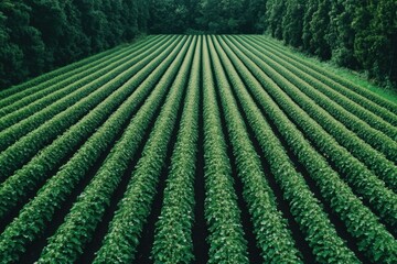 Aufkleber - Straight rows of vibrant vegetables stretch across the garden, showcasing healthy plants growing harmoniously in the summer sunlight. Generative AI