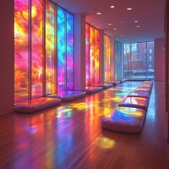 Poster - Interactive modern therapeutic light installation exploring the dynamic spectrum of color and emotion in contemporary art spaces