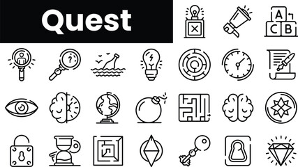 Fototapete - Set of outline quest icons