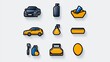© A4719 - Car Wash Service Icons   Cleaning Products  Car Illustration  Automotive Detailing
