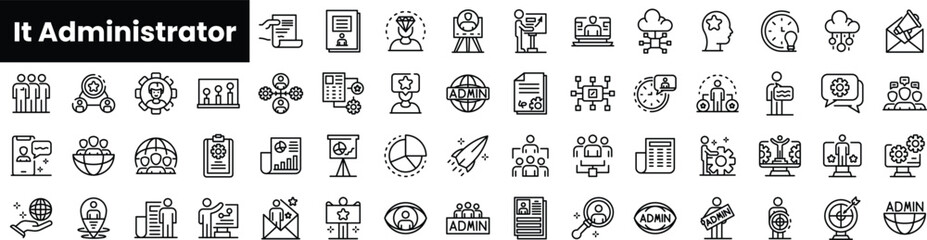 Poster - Set of outline it administrator icons