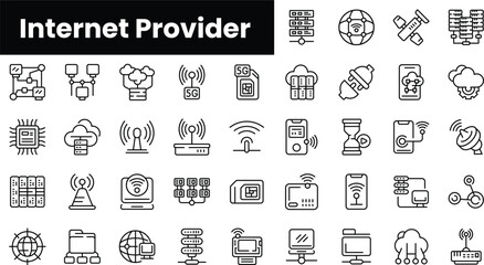 Fototapete - Set of outline internet provider icons