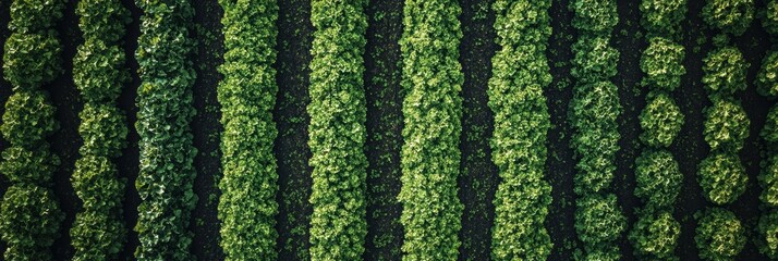 Fototapete - Meticulously arranged straight rows of vibrant vegetables flourish in a garden, showcasing the beauty of organic cultivation. Generative AI