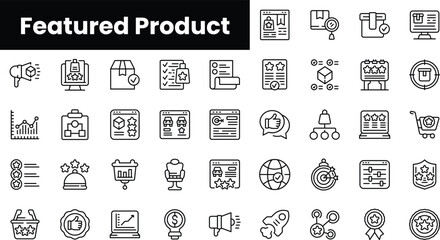 Fototapete - Set of outline featured product icons