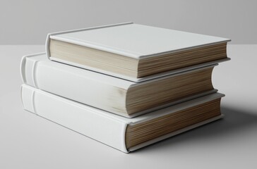 Poster - Stack of Three White Hardback Books with Visible Pages