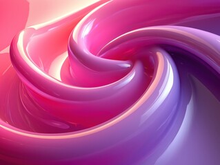 Aufkleber - Abstract Swirling Pink and Purple Glossy Curves