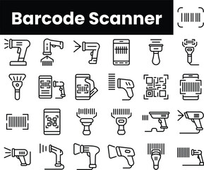 Poster - Set of outline barcode scanner icons