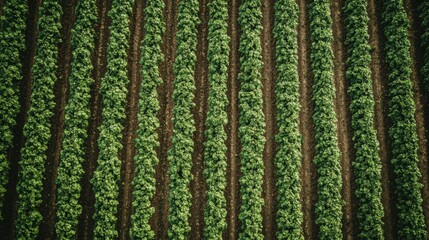 Aufkleber - Straight, vibrant rows of vegetables thrive in a meticulously cared-for garden under bright sunlight. Generative AI