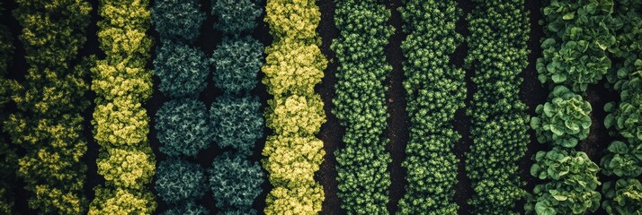 Poster - Straight rows of healthy vegetables thrive in a lush garden, showcasing colorful greens under the bright sunlight. Generative AI