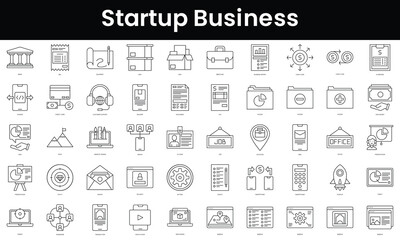 Fototapete - Set of outline startup business icons. Minimalist thin linear web icon set. vector illustration.