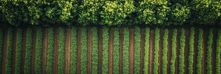 Leinwandbilder - Straight rows of vibrant vegetables stretch across the garden, flourishing under the afternoon sun, surrounded by healthy greenery. Generative AI