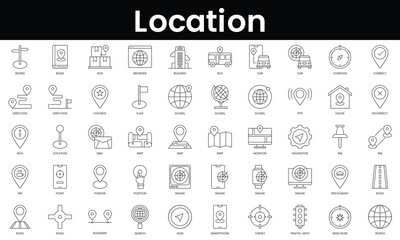 Fototapete - Set of outline location icons. Minimalist thin linear web icon set. vector illustration.