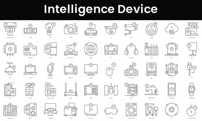 Poster - Set of outline intelligence device icons. Minimalist thin linear web icon set. vector illustration.