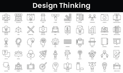 Poster - Set of outline design thinking icons. Minimalist thin linear web icon set. vector illustration.