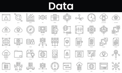 Fototapete - Set of outline data icons. Minimalist thin linear web icon set. vector illustration.