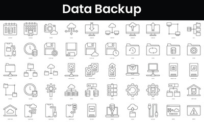 Fototapete - Set of outline data backup icons. Minimalist thin linear web icon set. vector illustration.