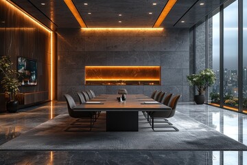 Poster - Modern Conference Room with a View of the City
