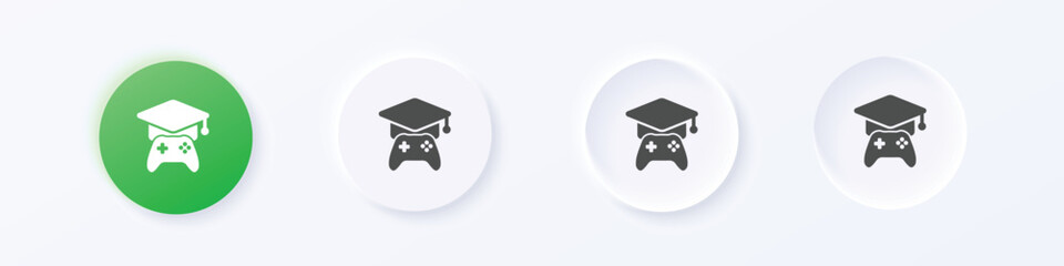 Wall Mural - game education icon. neumorphism round style button design vector