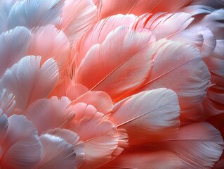 Poster - Close-up of Pink and White Bird Feathers