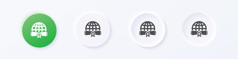Wall Mural - online achievement icon. neumorphism round style button design vector
