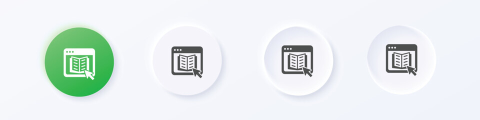 Wall Mural - e-book icon. neumorphism round style button design vector