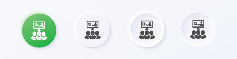 Wall Mural - video tutorial icon. neumorphism round style button design vector
