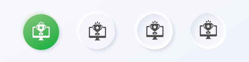 Wall Mural - online achievement icon. neumorphism round style button design vector