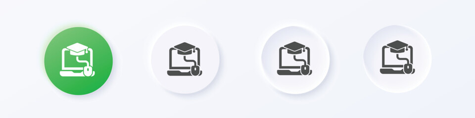 Wall Mural - e-learning icon. neumorphism round style button design vector