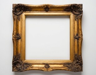 gold frame antique old wood decoration vintage isolated border