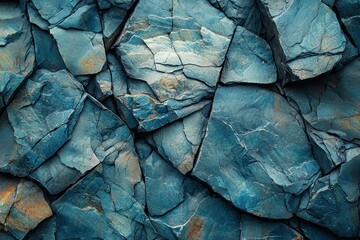 Poster - Close-up of a Rough, Dark Blue Rock Formation