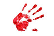 © Classic - Handmade hand palm smeared oil paint print isolated over the white background