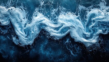 Poster - Abstract Swirling White and Blue Patterns on Dark Blue Background