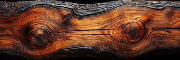 Poster - Close-up of a weathered wood surface with knots and intricate grain patterns.
