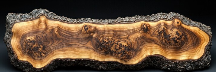 Poster - Cross-Section of a Tree Trunk with Intricate Grain Patterns and Bark