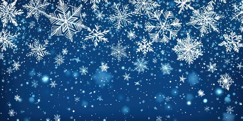 Poster - Abstract Winter Background with Falling Snowflakes and Bokeh Lights