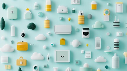 Poster - a network of interconnected devices, sensors, and appliances representing the internet of things, sy