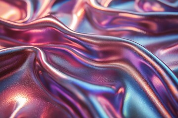 Poster - Abstract Macro Shot of Holographic Fabric with Shimmering Textures and Colors