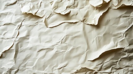 Wall Mural - White paper with creases and folds, textured surface of crinkled wallpaper.