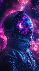 Wall Mural - astronaut floating through the cosmos surrounded by a breathtaking galaxy of stars and vibrant purpl