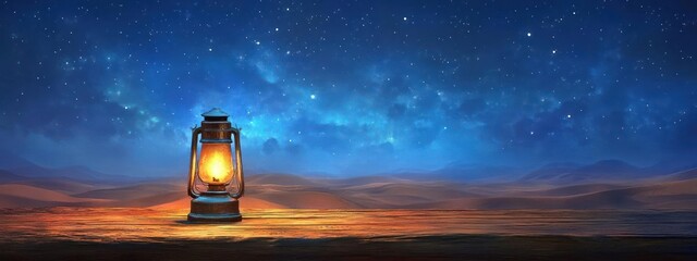 Wall Mural - A serene nighttime landscape with a lighthouse standing tall against the backdrop of stars,