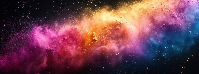 Wall Mural - A vibrant and colorful explosion of stars in a dark night sky,
