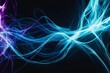 © Anastasiya - A close-up of vivid electric blue and purple swirling smoke lines, creating a dynamic and abstract pattern against a dark background