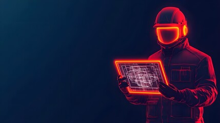Futuristic Worker Digital Tablet