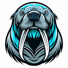 Walrus head logo vector black silhouette illustration on white background