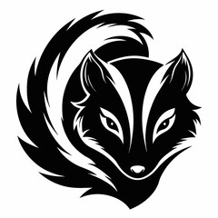 Skunk head logo vector black silhouette illustration on white background