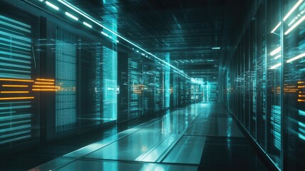 Poster - futuristic data center exploring the cutting-edge world of technology and infrastructure
